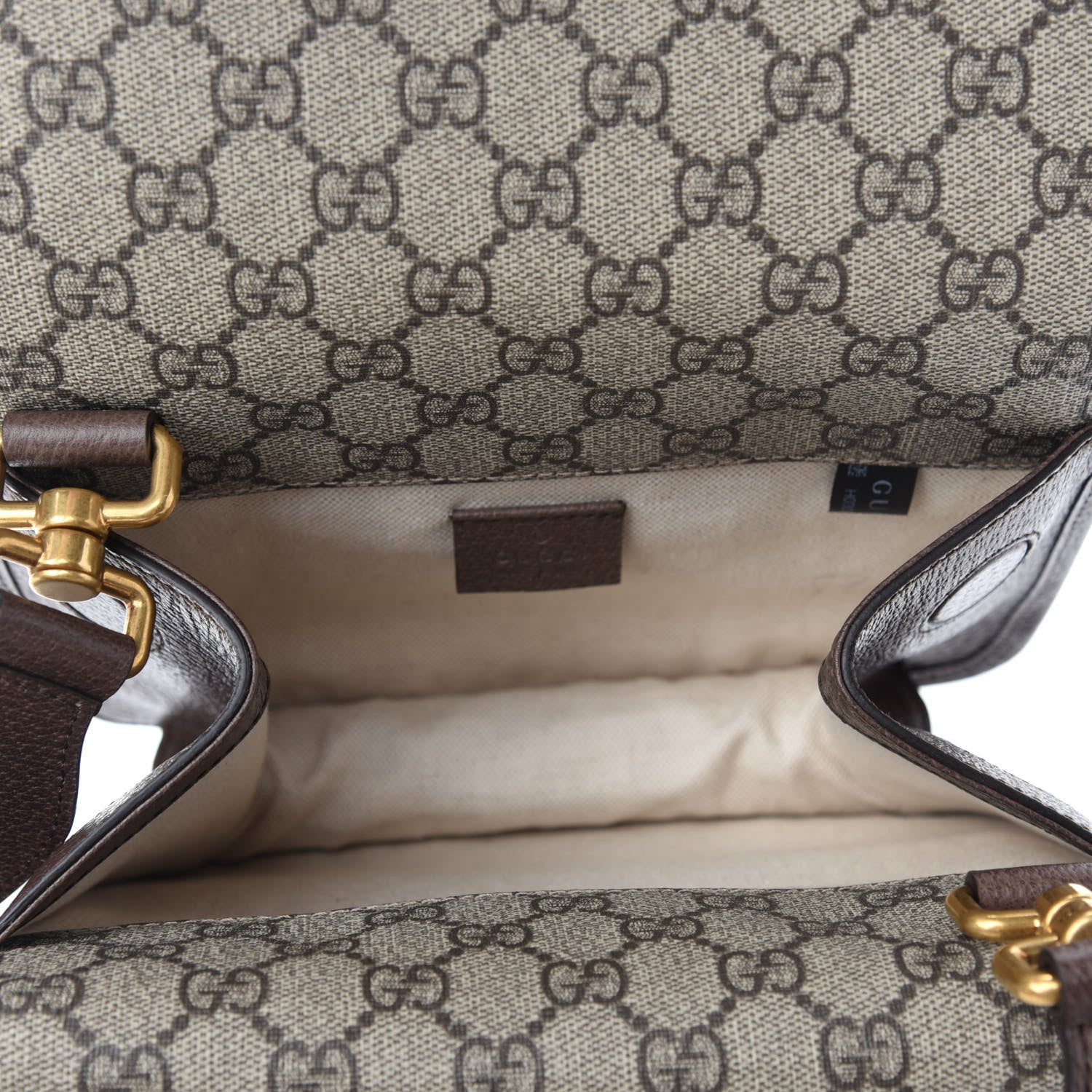Gucci GG Supreme Monogram Web Small Neo Vintage Double Flap Messenger Bag Beige New Acero 5 of 12