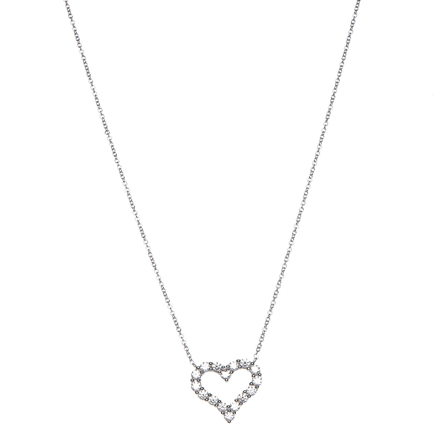 Tiffany Platinum Diamond Small Heart Pendant Necklace 1 of 7