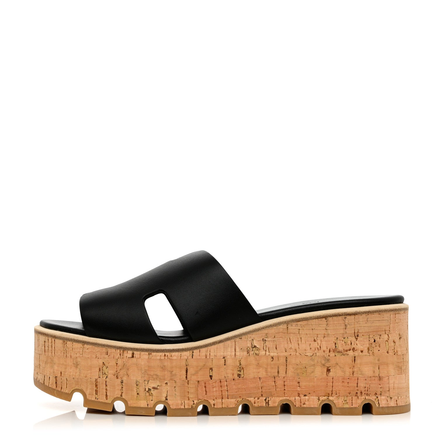 Hermes Calfskin Cork Eze 30 Sandals 38 Black 1 of 10