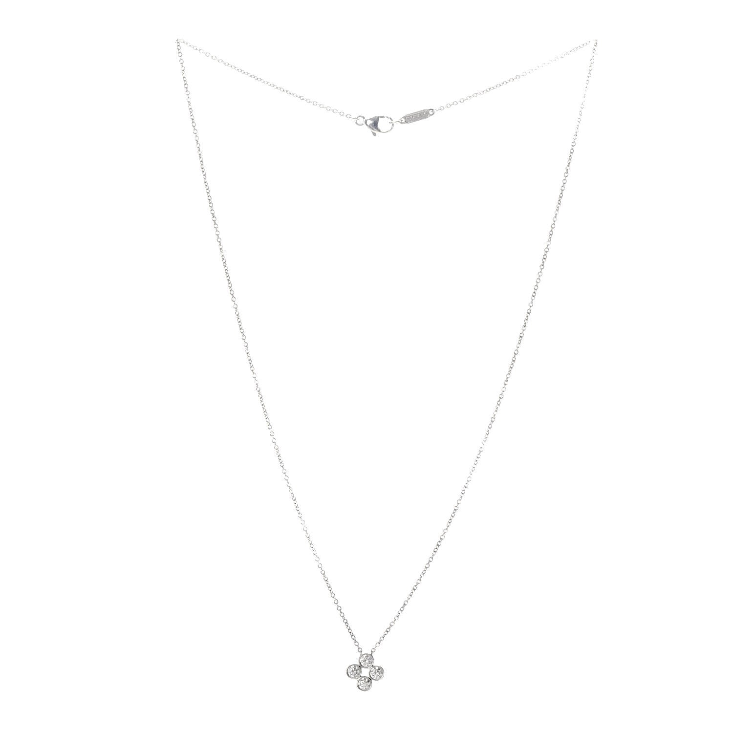 Tiffany Platinum Diamond Four-Stone Pendant Necklace 3 of 5
