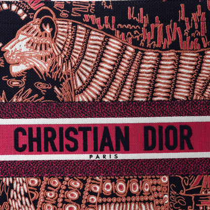 Christian Dior Canvas Embroidered Dior Animals Tiger Book Tote Deep Blue Fuchsia 10 of 10
