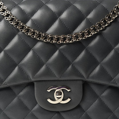 Chanel Lambskin Quilted Jumbo Single Bijoux Chain Flap Gris Fonce 10 of 11