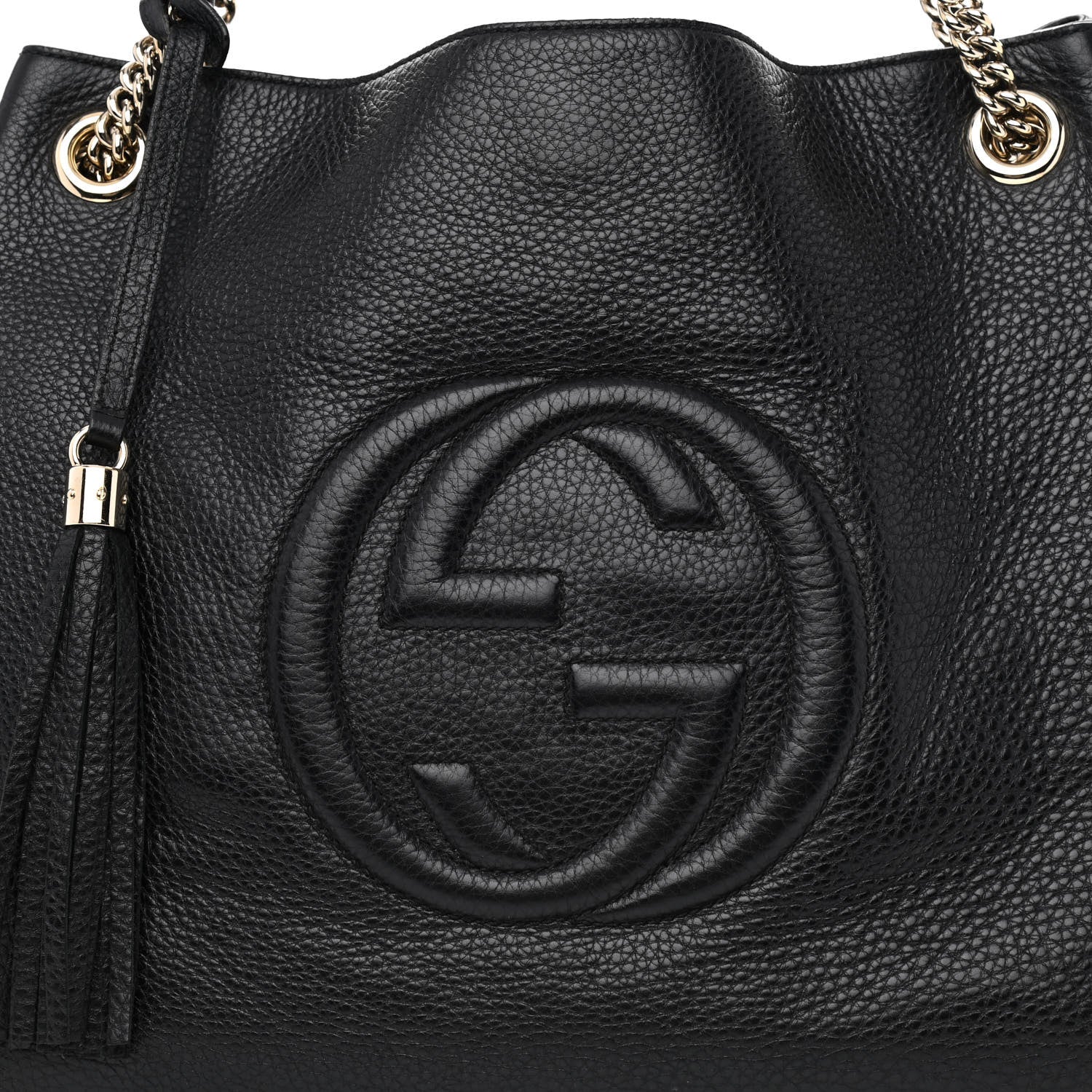 Gucci Pebbled Calfskin Large Soho Chain Shoulder Bag Black 8 of 15