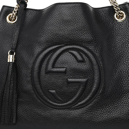 Gucci Pebbled Calfskin Large Soho Chain Shoulder Bag Black 8 of 15