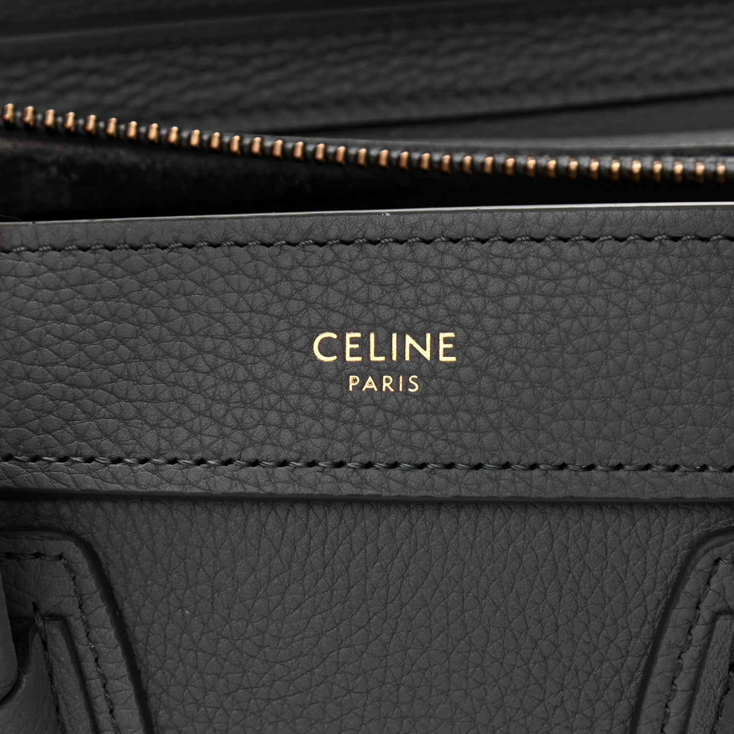 Celine Drummed Calfskin Nano Luggage Kohl 5 of 11
