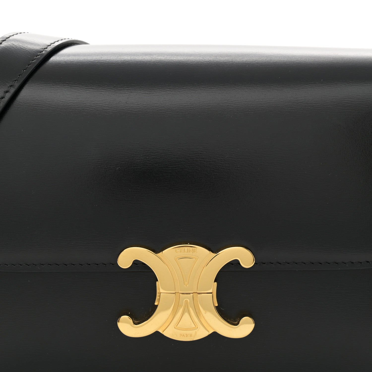 Celine Shiny Calfskin Medium Triomphe Black 9 of 15