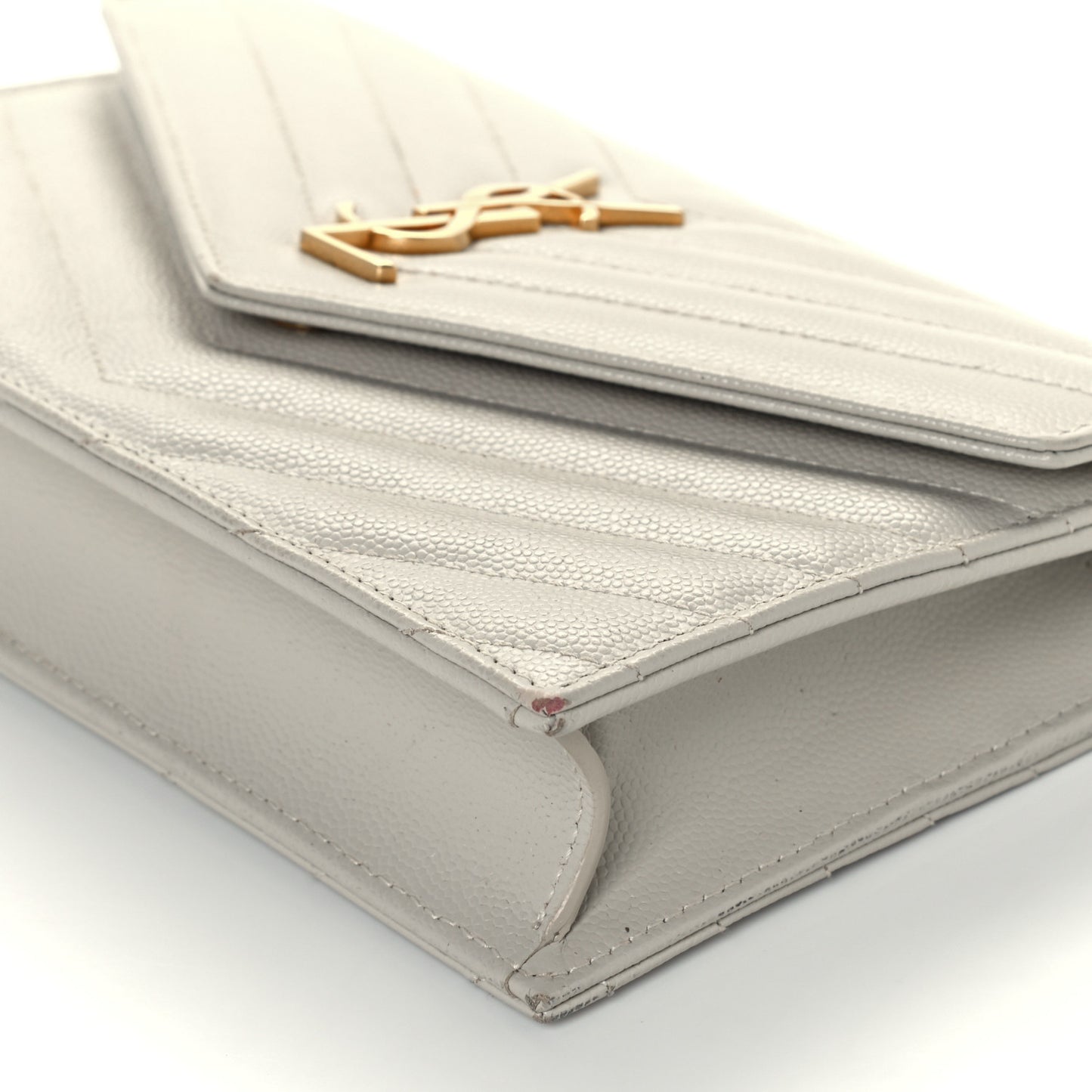 Grain De Poudre Matelasse Chevron Monogram Envelope Chain Crema Soft