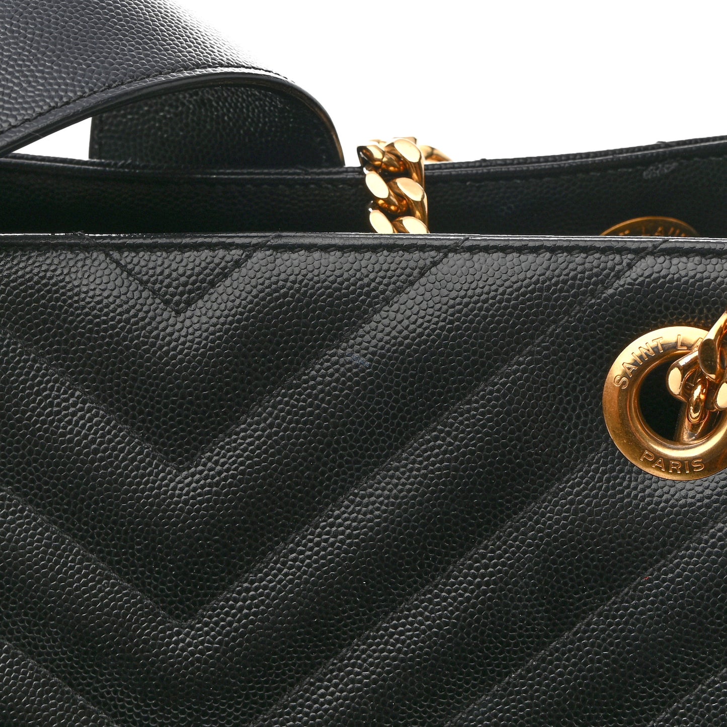 Grain De Poudre Matelasse Chevron Monogram Shopping Bag Black