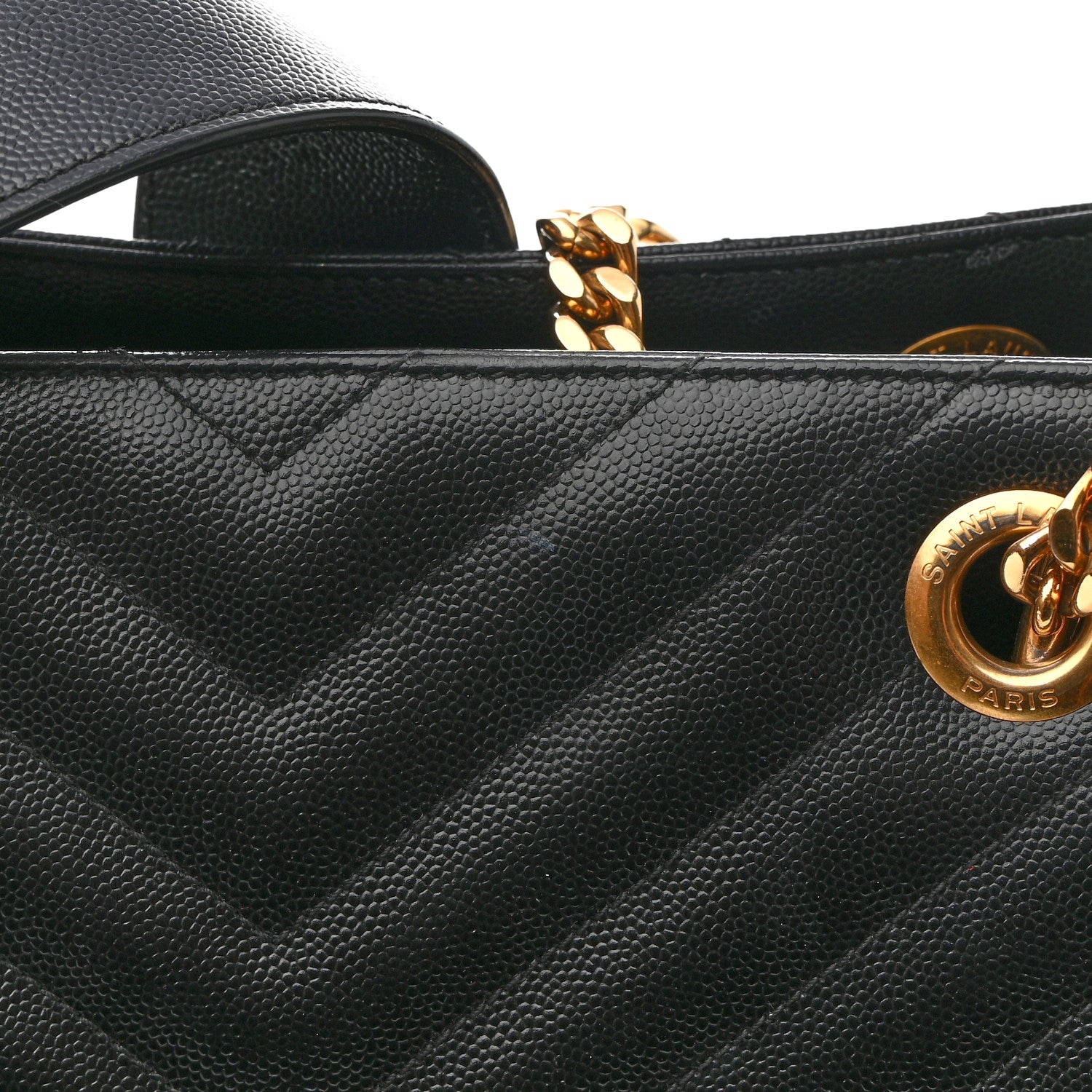Saint Laurent Grain De Poudre Matelasse Chevron Monogram Shopping Bag Black 13 of 13