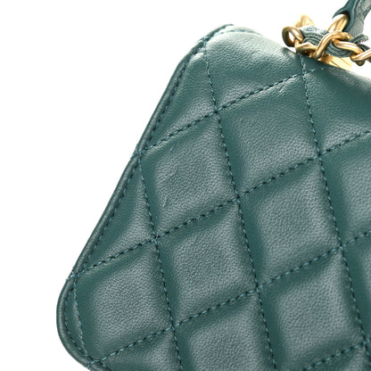 Chanel Lambskin Quilted Top Handle Flap Coin Purse With Chain Green 9 of 9