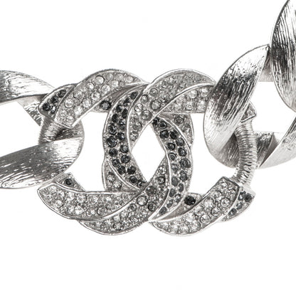 Chanel Crystal CC Chain Link Choker Necklace Grey 4 of 7
