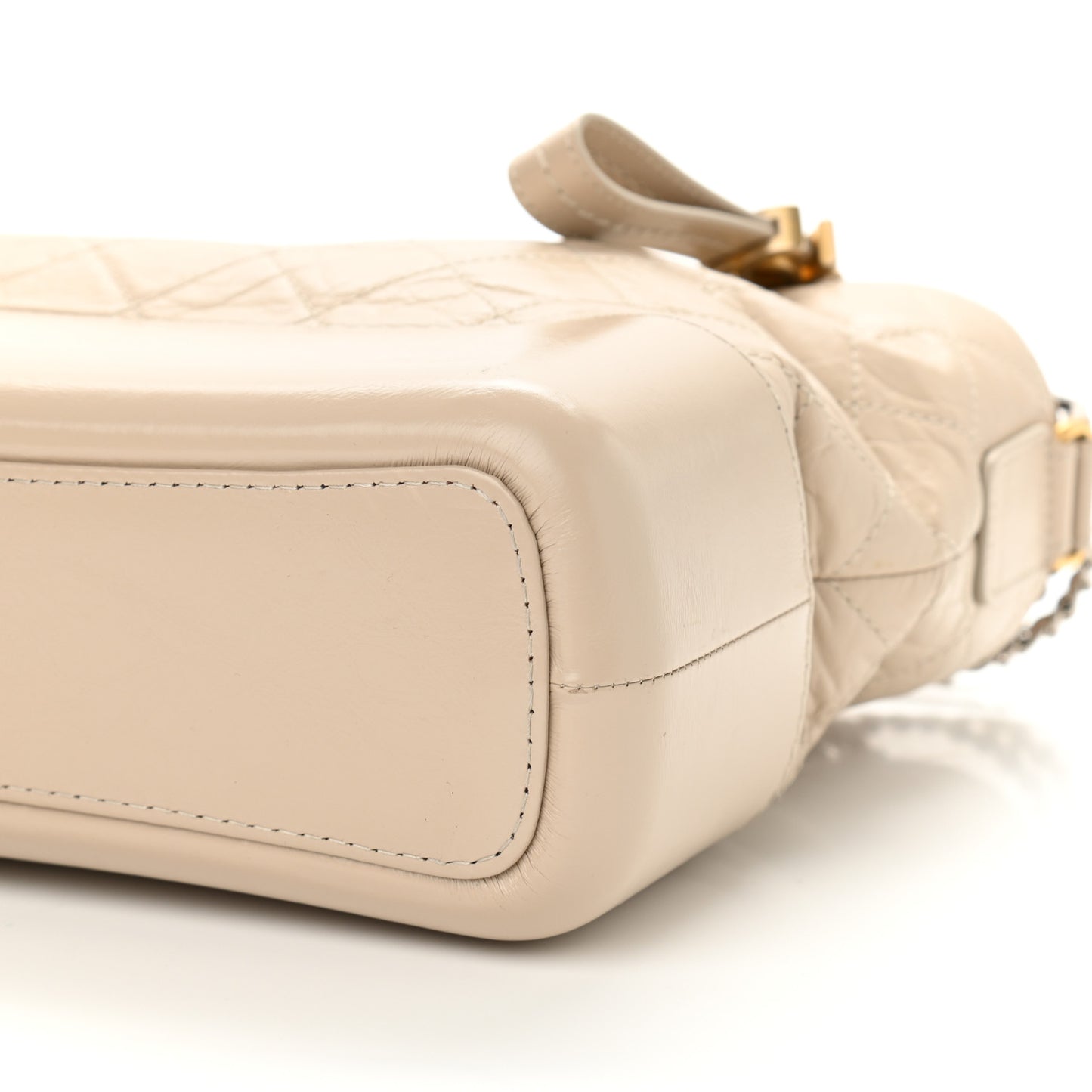 Aged Calfskin Quilted Medium Gabrielle Hobo Beige