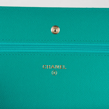 Chanel Caviar Quilted Wallet On Chain WOC Turquoise 6 of 8