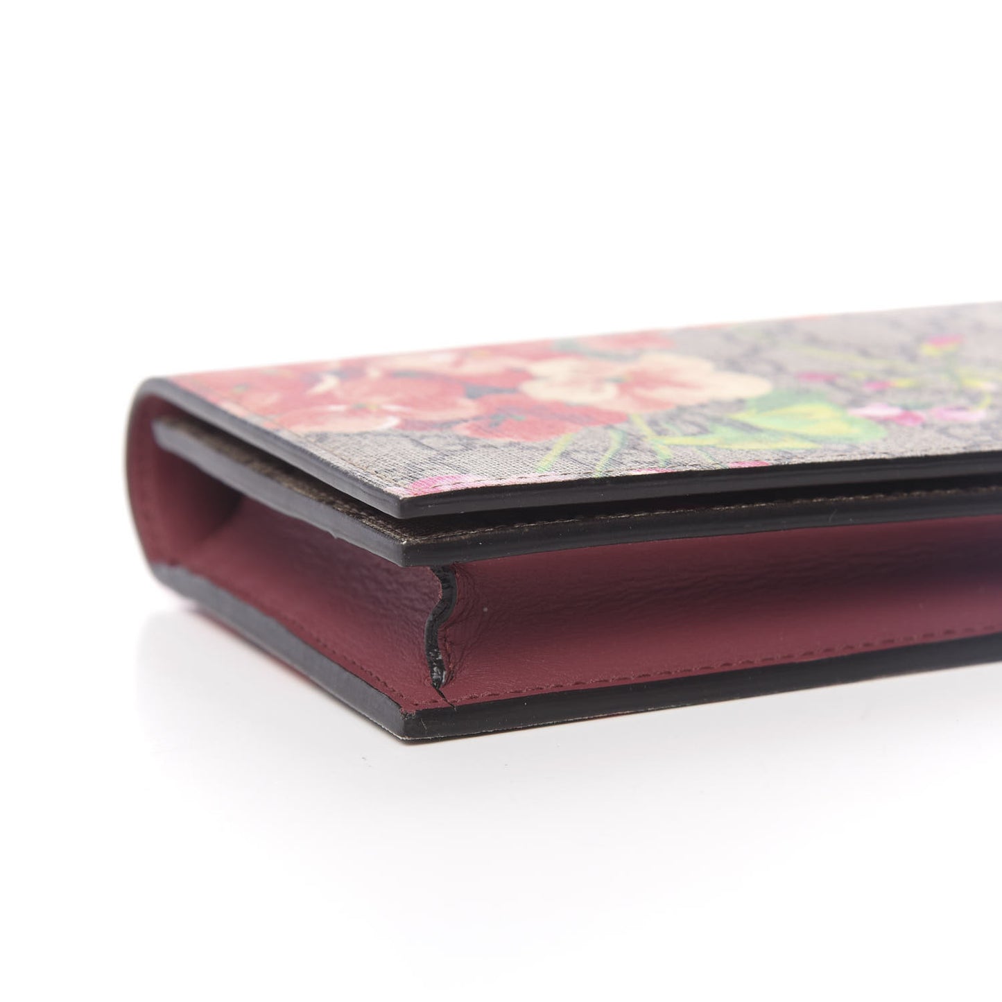 GG Supreme Monogram Blooms Chain Wallet Beige Multicolor Dry Rose