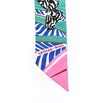 Hermes Silk Jaguar Quetzal Twilly Vert Rouge Rose 4 of 4