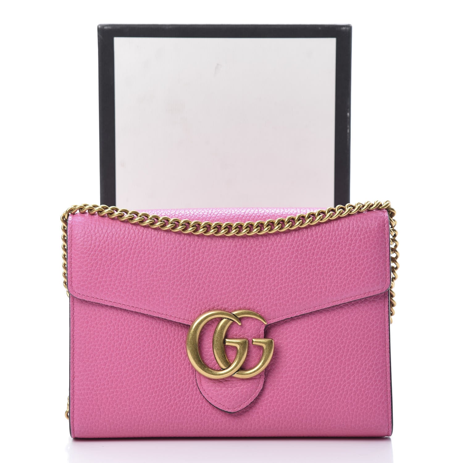 Gucci Cellarius Calfskin GG Marmont Chain Wallet Pink Tropical Flower 11 of 11