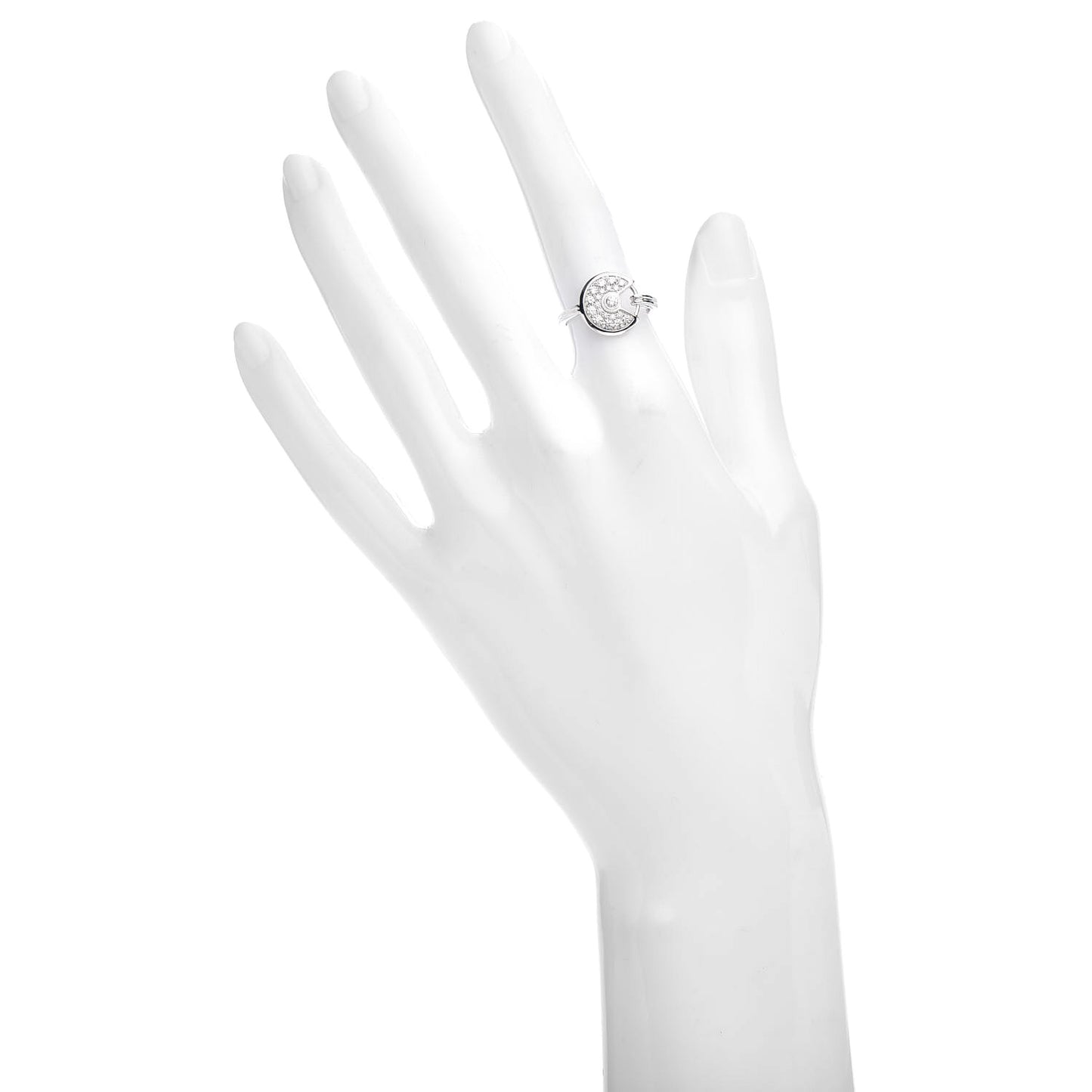 18K White Gold Diamond Amulette de Cartier Paved Ring 49 4.75