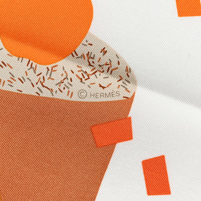 Hermes Silk Gavroche Just Married Scarf 45 White Beige Corail 3 of 4