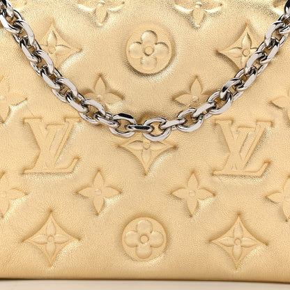 Louis Vuitton Metallic Lambskin Embossed Monogram Pochette Coussin Gold 7 of 9