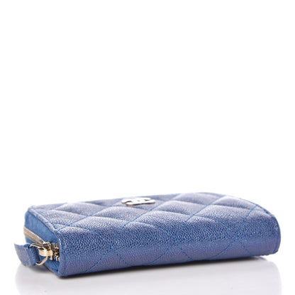 Chanel Metallic Caviar Quilted Zip Coin Purse Dark Blue 4 of 8