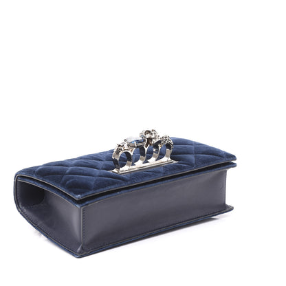 Alexander McQueen Velvet Quilted Knuckle Duster Shoulder Bag Oltremare Night Blue 4 of 10