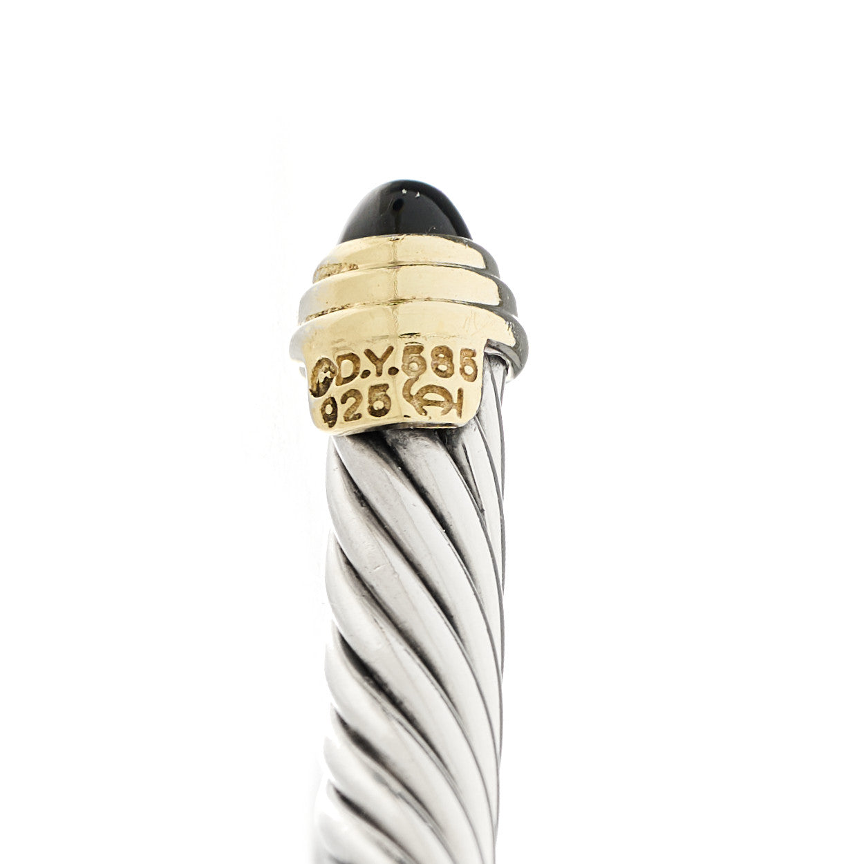 David Yurman Sterling Silver 14K Yellow Gold Black Onyx 5mm Cable Classics Petite Color Bracelet 3 of 3