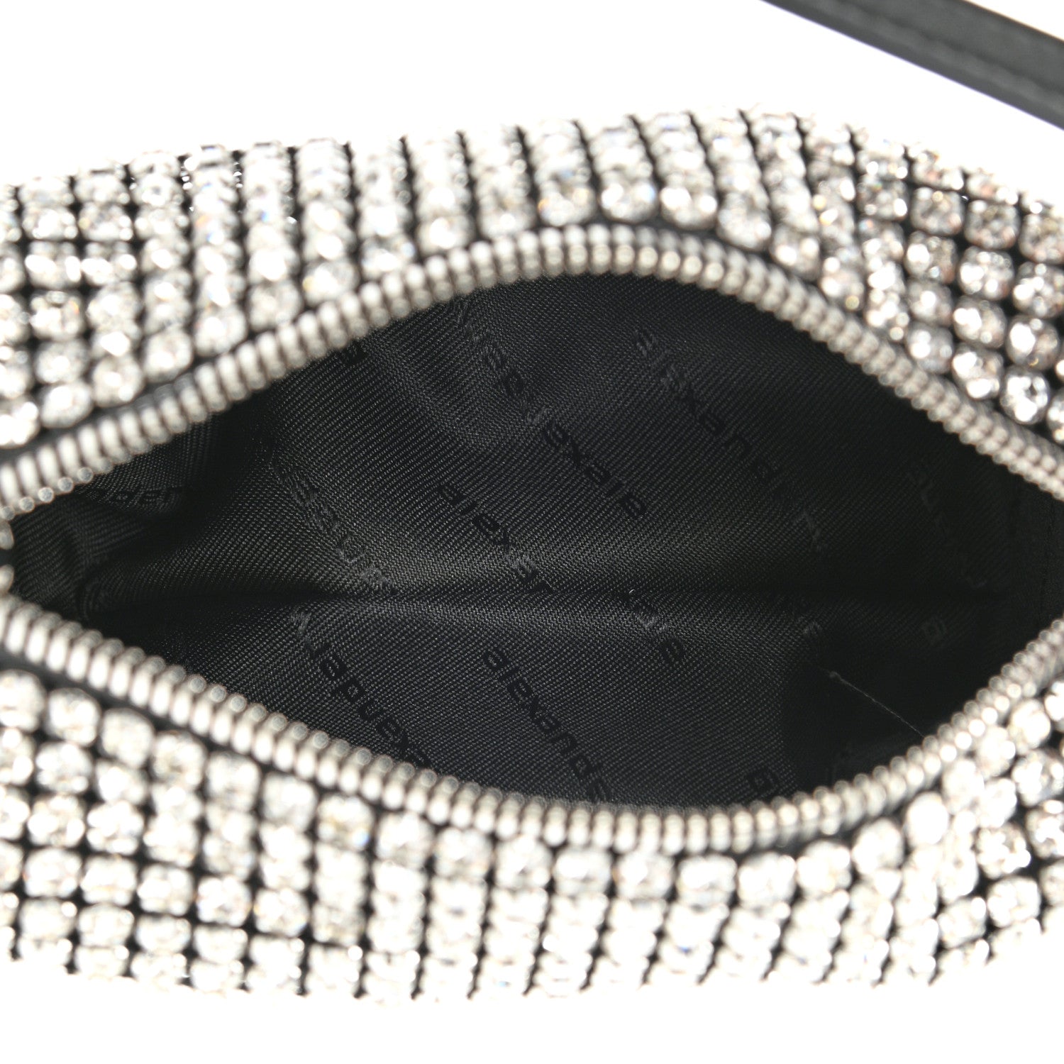 Alexander Wang Mesh Crystal Rhinestone Mini Heiress Pouch Black Silver 5 of 10