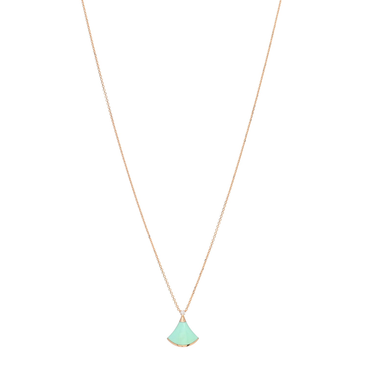 Bulgari 18K Rose Gold Diamond Turquoise Divas' Dream Pendant Necklace 1 of 4