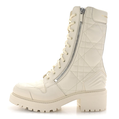 Christian Dior Calfskin Cannage D-Leader Ankle Boots 39.5 White 1 of 10