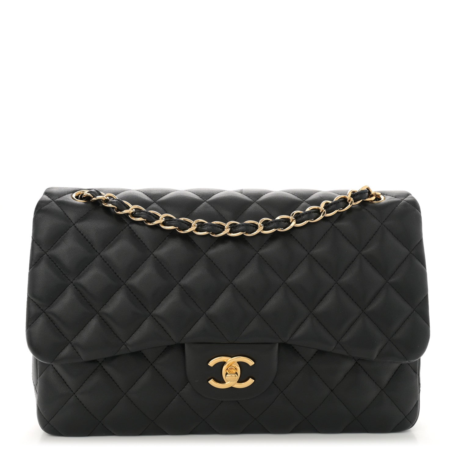 Chanel Lambskin Quilted Jumbo Double Flap Black 1 of 13