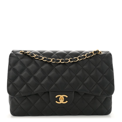 Chanel Lambskin Quilted Jumbo Double Flap Black 1 of 13