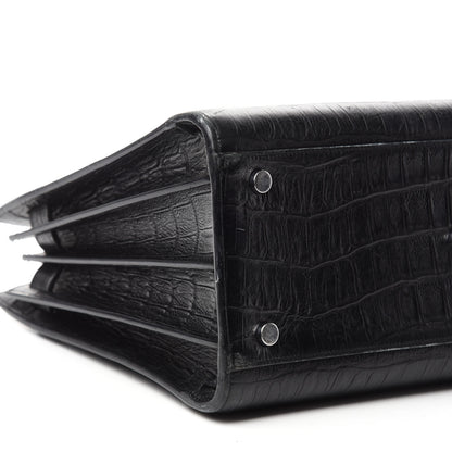 Saint Laurent Calfskin Crocodile Embossed Small Sac de Jour Black 6 of 16