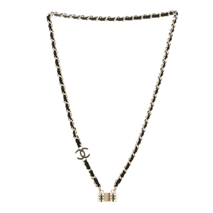 Chanel Metal Lambskin CC AirPods Necklace Gold Black 3 of 7
