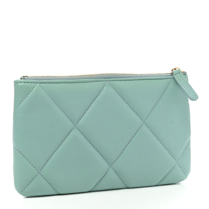 Chanel Goatskin Quilted Small Chanel 19 Pouch Light Blue 3 of 8