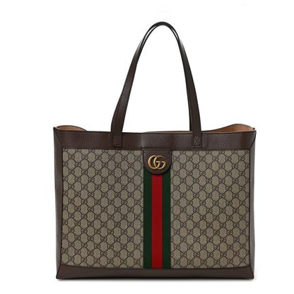 Gucci GG Supreme Monogram Web Ophidia Tote Brown 3 of 10