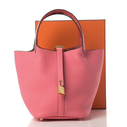 Hermes Taurillon Clemence Matte Alligator Picotin Lock Touch 18 PM Rose Azalee 11 of 11