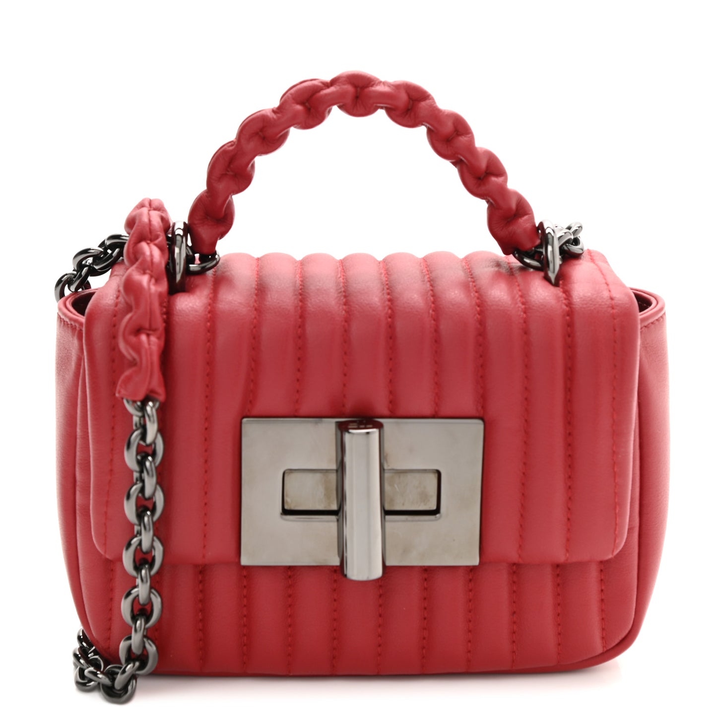 Calfskin Quilted Small Natalia Shoulder Bag Fire