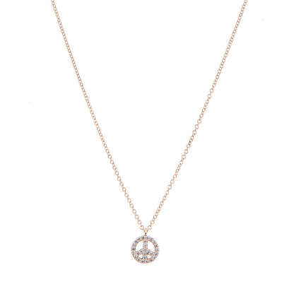 Tiffany 18K Rose Gold Diamond Mini Metro Peace Pendant Necklace 1 of 6