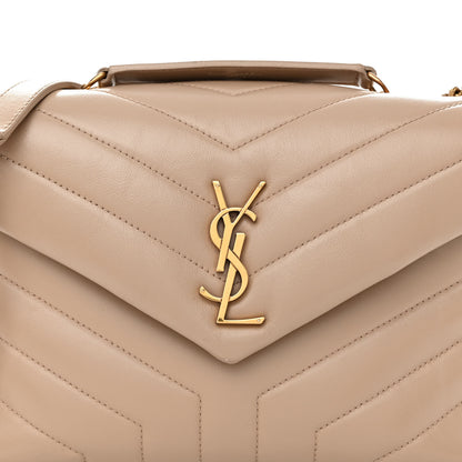 Saint Laurent Calfskin Y Quilted Monogram Small Loulou Chain Satchel Dark Beige 8 of 10