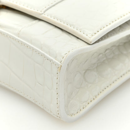Balenciaga Shiny Calfskin Crocodile Embossed Hourglass Chain Bag White 9 of 9