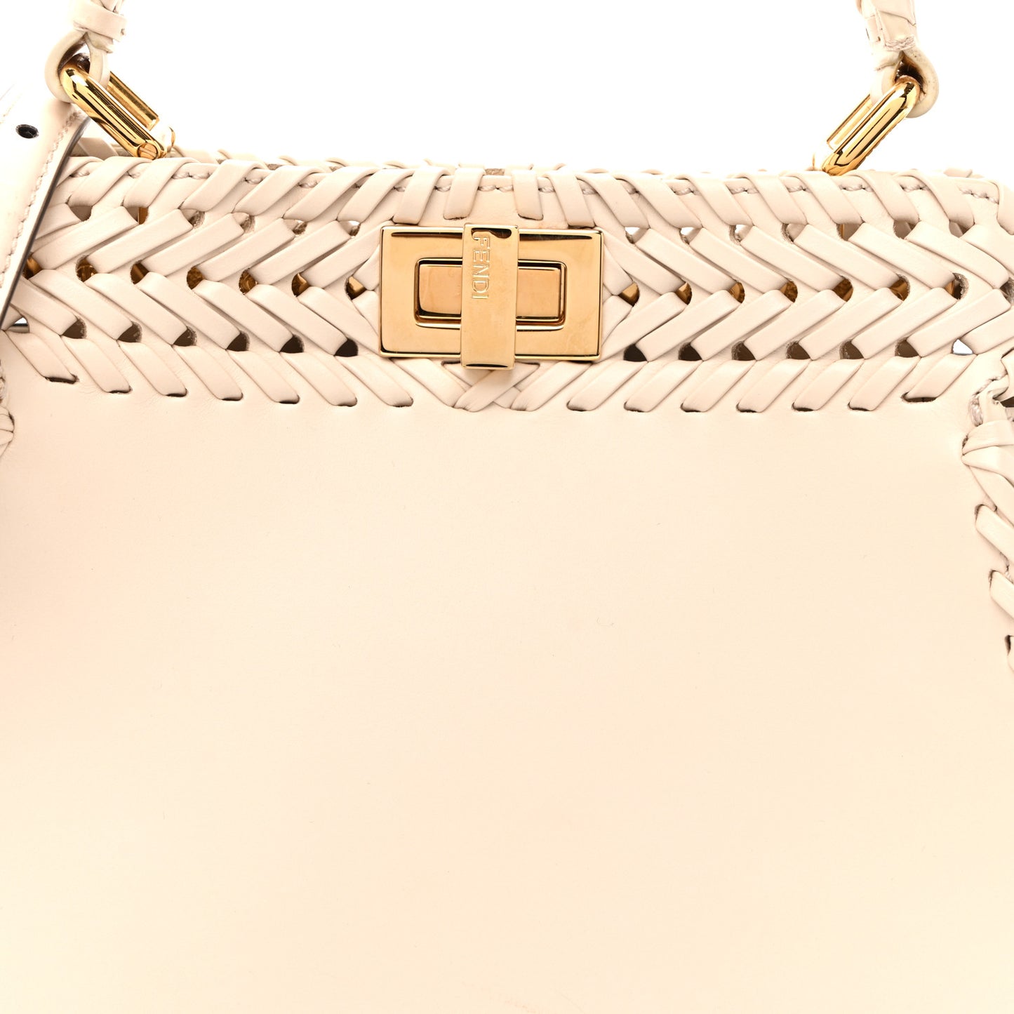 Nappa Interlace Mini Peekaboo Iconic Satchel Camelia