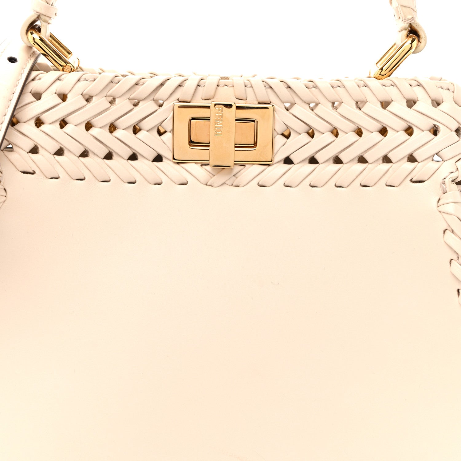 Fendi Nappa Interlace Mini Peekaboo Iconic Satchel Camelia 8 of 11
