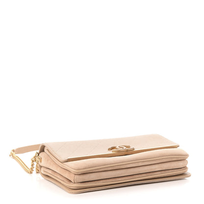 Chanel Grained Calfskin Stitched Enamel CC Flap Bag Beige 4 of 10