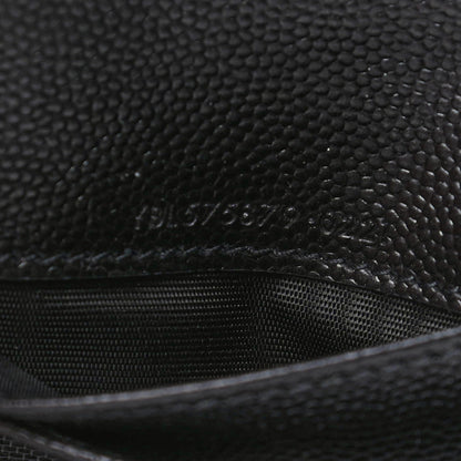 Saint Laurent Grain De Poudre Matelasse Chevron Monogram Zipped Card Case Black 7 of 8