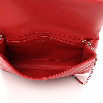 Chanel Caviar Quilted Clutch With Chain Flap Red 5 of 12
