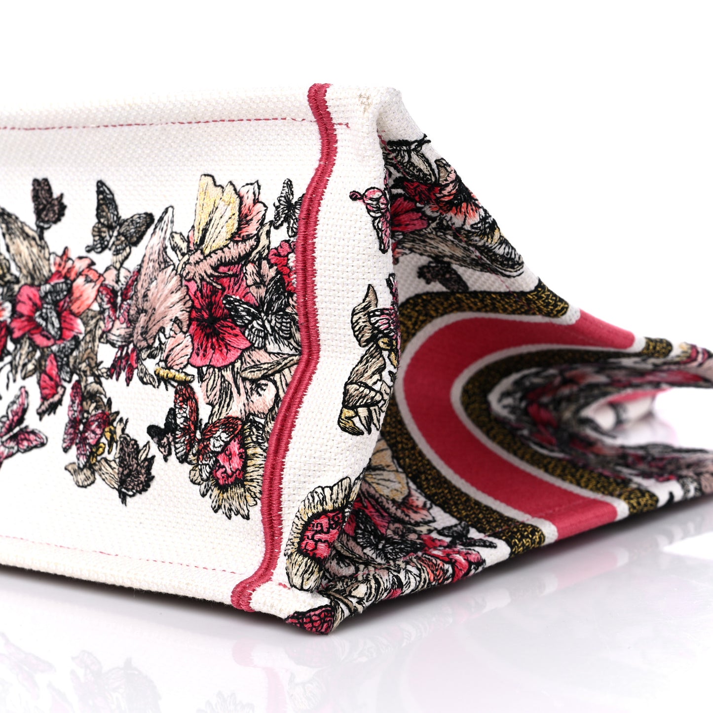 Canvas Embroidered Medium Butterfly Print Book Tote Multicolor