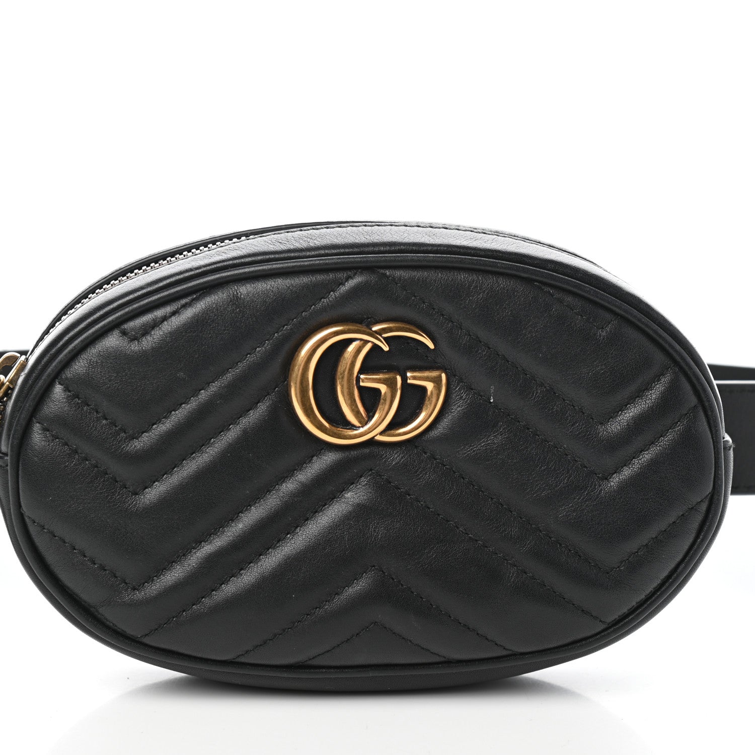 Gucci Calfskin Matelasse GG Marmont Belt Bag 75 30 Black 7 of 9
