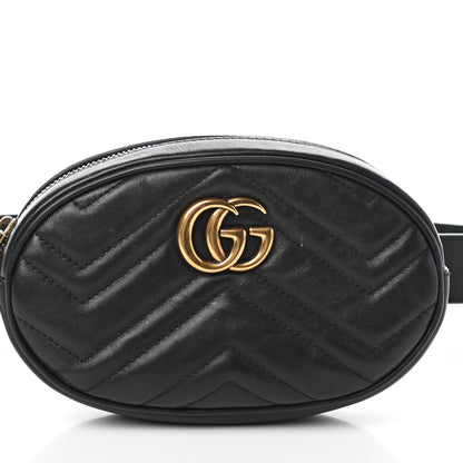 Gucci Calfskin Matelasse GG Marmont Belt Bag 75 30 Black 7 of 9