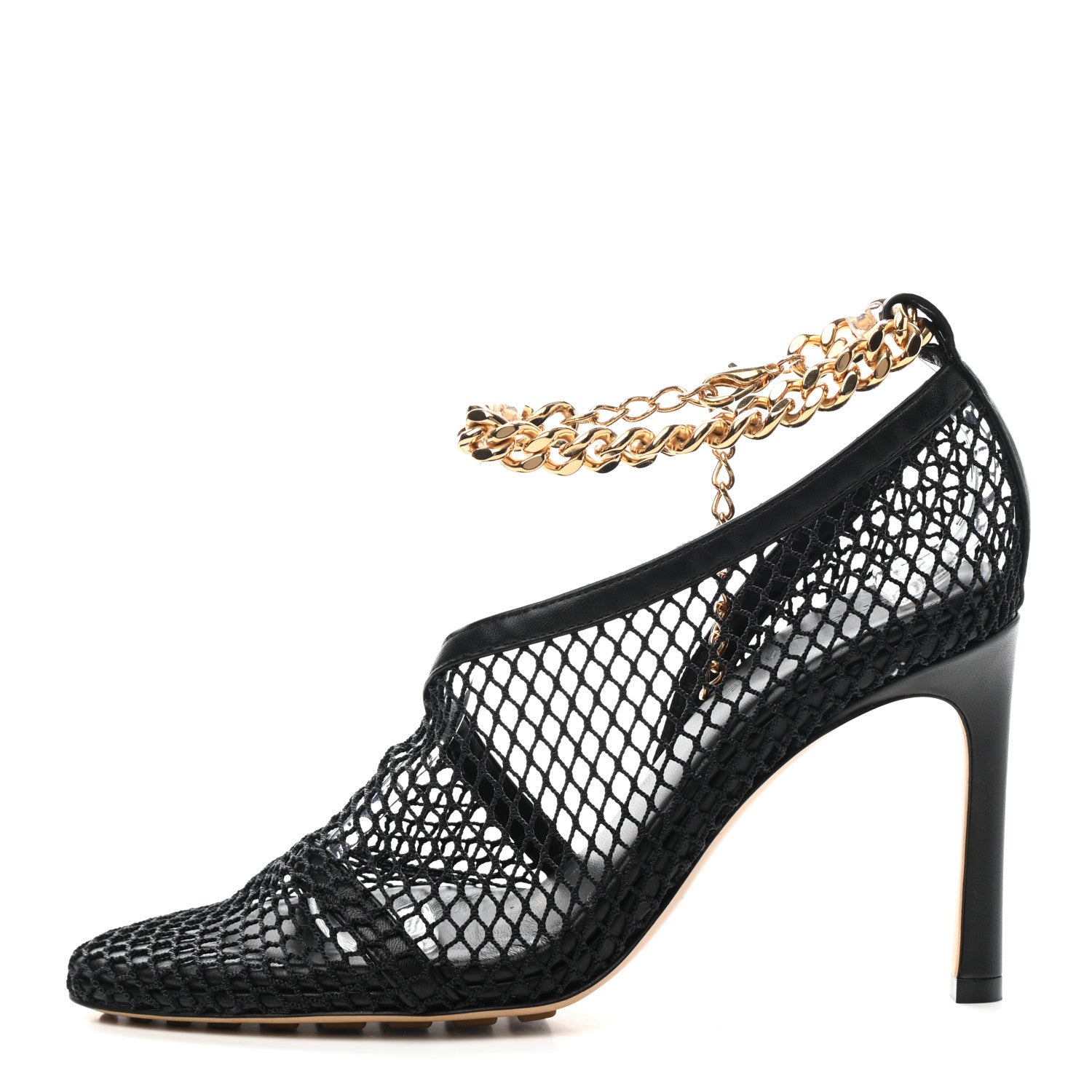 Bottega Veneta Mesh Nappa Chunky Chain Sandals 35 Black 1 of 7