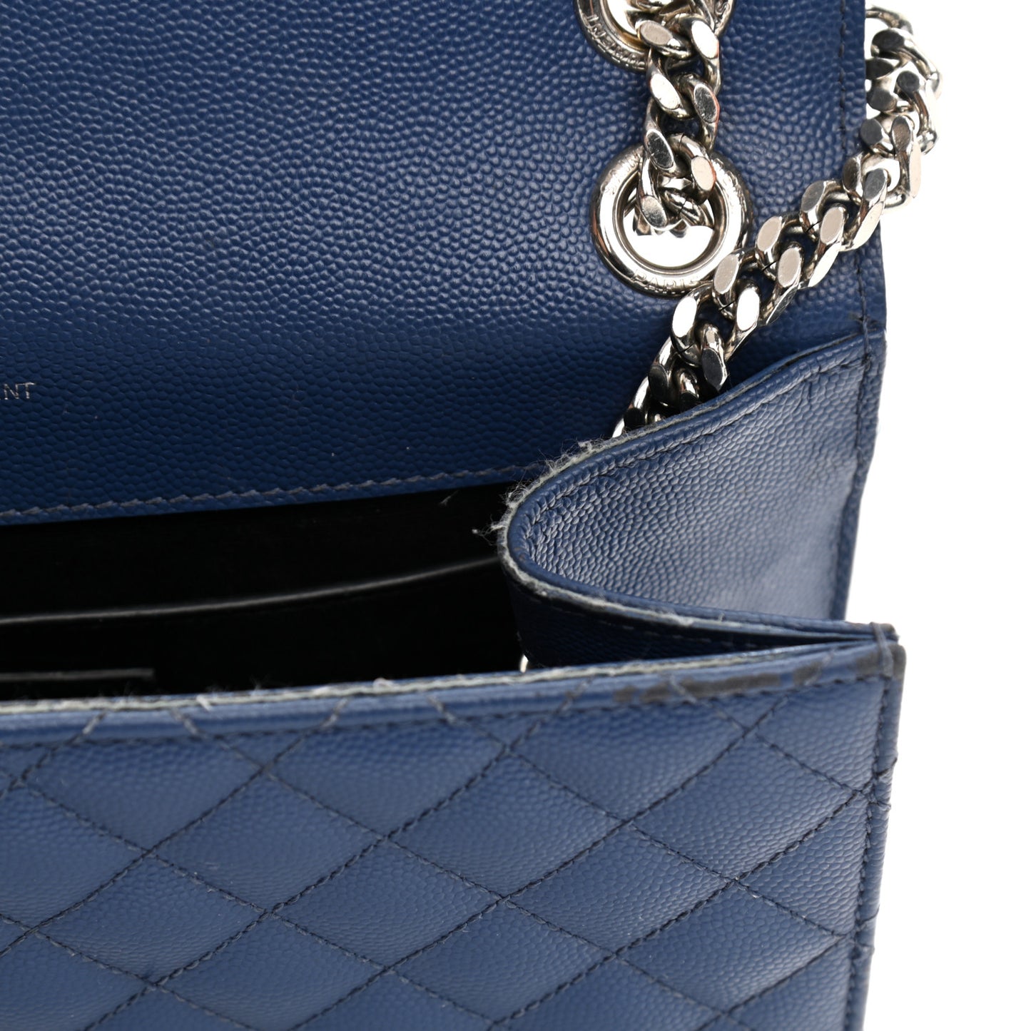 Grain De Poudre Textured Mixed Matelasse Triquilt Medium Monogram Satchel Denim